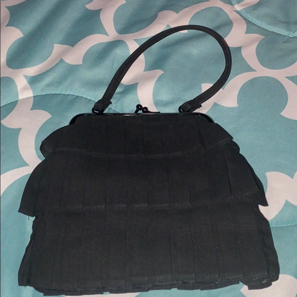 Mini black ruffle purse